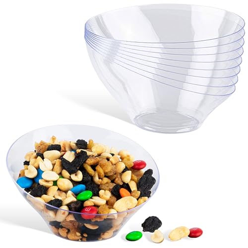6oz Clear Plastic Serving Bowls (8 Pack) Small Disposable Candy Dishes, Buffet Containers for Chips, Popcorn, Snacks, Mints, Salad Bar, Snack Bowl, Parties, Office Desk, Bridal Shower, Party Supplies - color: Clear, size: 6 oz