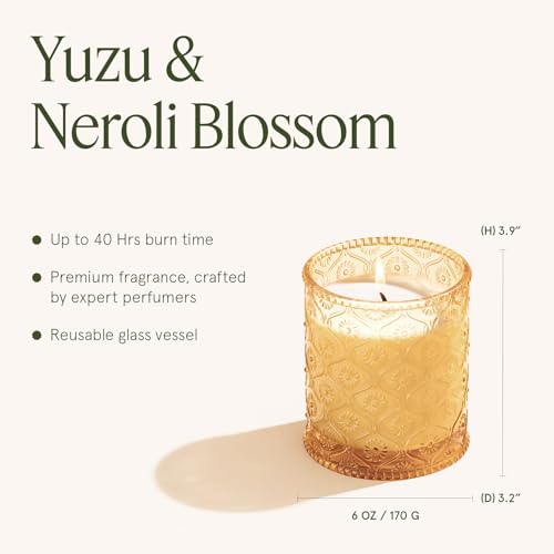 LA JOLIE MUSE Yuzu Neroli Scented Candles for Home, Natural Soy Wax 40 Hrs | Luxury Fresh Jar Candle, Clean Non Toxic, Gift for Women & Men, Spring Summer Candles, Pretty Candle, Citrus Orange Spearmint - color: Yuzu & Neroli Blossom