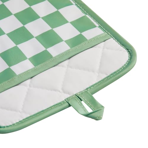 Ohocut Sage Green Checkered Pot Holder, Checkerboard Potholders for Kitchen, Silicone Pot Holders with Pocket for Kitchen Clearance 2 Pack Set, Hot Pads and Oven Mitts for Cooking Baking - color: Sage Green