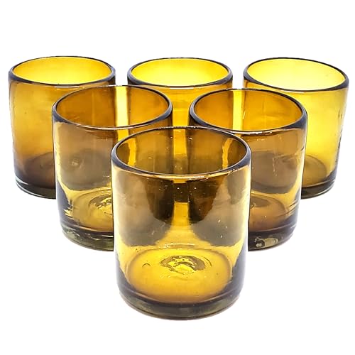 Solid Amber 9 oz Short Tumblers (set of 6), Recycled Glass, Lead-free, Toxin-Free (9oz Tumbler) - color: Amber, size: 9 oz