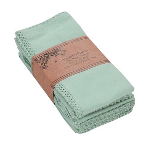ACCENTHOME Teal Cloth Napkins Set of 6 18x18 inch Cotton Dinner Napkins - Washable Soft Premium Hotel Quality Reusable Napkins Perfect Table Napkins for Family Dinners, Weddings & Everyday Use | Cotton Linen Blend Napkins, Machine Wash On Gentle Cycle, Ec
