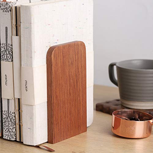 muso wood Sapele Book Ends for Shelves, 1 Pair | Non-Slip Bookends, Heavy Duty Wooden Bookend, Suitable for Books & Movies Storage - color: Sapele-2 Pairs