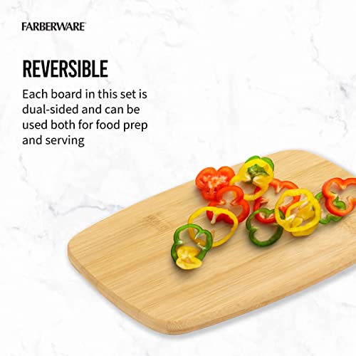 Farberware 4-Piece Bamboo Cutting Board Set - Reversible Boards for Chopping, Slicing, Charcuterie and Meal Prep - Kitchen Essential, Housewarming or Back-to-School Gift (Pack of 4) - size: 14"L x 11"W (Pack of 4), style: 4-Piece