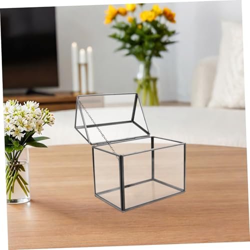 House Shape Geometric Glass Terrarium Planter Indoor Greenhouse with Swing Lid for Succulents Moss and Orchids Creative Tabletop Display for Home Decor and Gifting