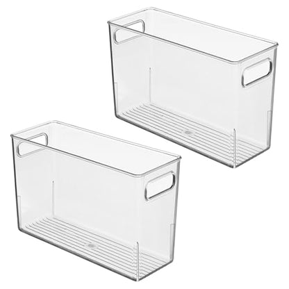 iDesign Tall Plastic Storage Bin with Handles, Set of 2, Clear | For Fridge or Freezer, Made in USA - style: Pack of 2
