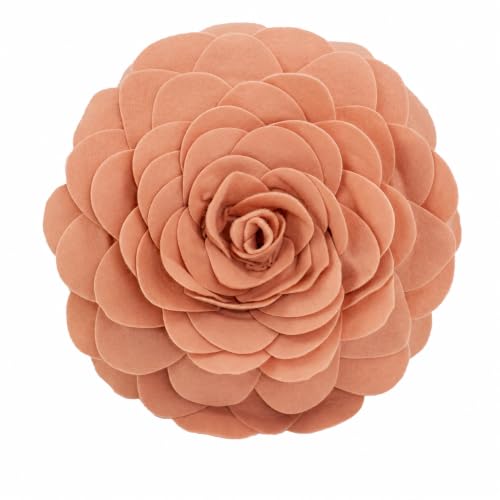 Fennco Styles Eva's Flower Garden Decorative Filled Throw Pillow 13" Round - Rose Floral Accent Pillow for Home, Couch, Bed, Living Room, Holiday and Office Décor - color: Rose