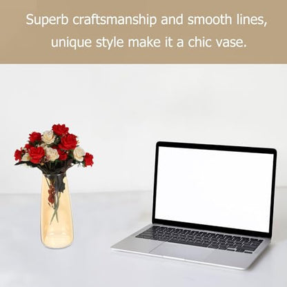 Glass Floral Container Flower Arrangement Vase Nordic Style Amber Glass Vase Decorative Floral Bottle for Living Room Home Décor