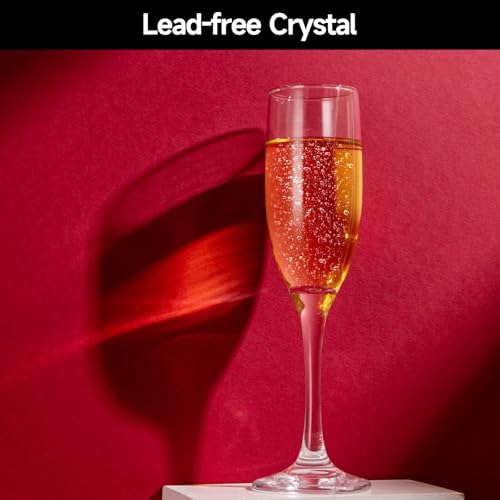 Champagne Glasses,Set of 4,Classic Shape,Hand Blown Elegant Unique Gift for Long stem Sparkling,Wine glasses for Wedding,Birthday Mother’s Day-Ideal for Wine Tasting,Daily Use-6.5 oz,Clear - size: Champagne Glasses