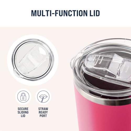 Hogg 20 oz Skinny - Bright Pink, Powder Coated Tumblers for Laser Engraving, Engravable Tumblers Bulk, Stainless Steel Cups Bulk, Insulated Cups with Lids - color: Bright Pink