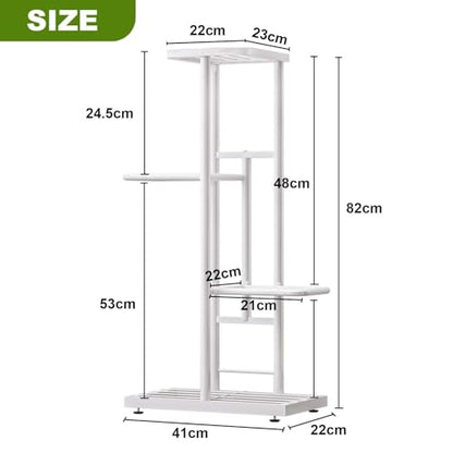Metal Plant Stand Indoor Outdoor, 4 Tier 5 Potted Plant Shelf, Anti Slip Waterproof Flower Holders, Planter Shelf Display Rack Storage Organizer for Living Room Patio Lawn Balcony Garden