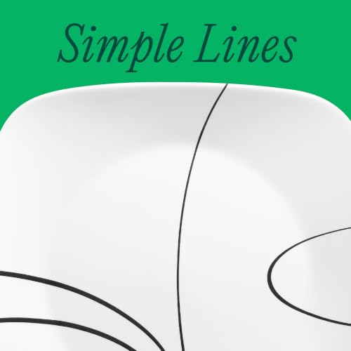 Corelle Square Simple Lines Dinner Plate Set, 6 Pack - size: 10.25" Dinner Plates