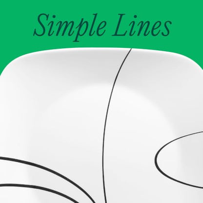 Corelle Square Simple Lines Dinner Plate Set, 6 Pack - size: 10.25" Dinner Plates