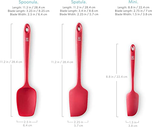 DI ORO® 3-Piece Silicone Spatula Set - 315°C Heat Resistant Non Stick Rubber Kitchen Spatulas for Cooking and Baking - Award-Winning Professional Grade Spatula Set - Best Silicone Utensil Set - color: Red