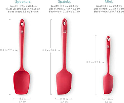 DI ORO® 3-Piece Silicone Spatula Set - 315°C Heat Resistant Non Stick Rubber Kitchen Spatulas for Cooking and Baking - Award-Winning Professional Grade Spatula Set - Best Silicone Utensil Set - color: Red