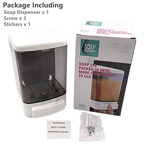 Manual Soap Dispenser Kitchen Bathroom 33.8oz/1000ml Wall Mounted Hand Commercial Soap Dispenser for Liquid Containers Shampoo Gel Chamber Plastic (Black) - size: 1 pack (Manual 1000ml/33oz)
