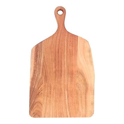 GoCraft Acacia Wood Live Edge Cutting Board – Rustic Handcrafted Charcuterie Board with Handle, Wooden Cheese Tray, Serving Platter, Chopping Block for Kitchen & Farmhouse Décor (Large) - size: 21"L x 12"W
