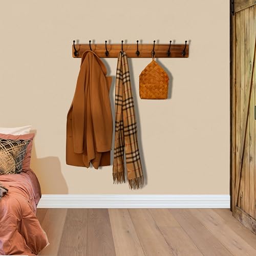 WEBI Rustic Coat Rack Wall Mount,35.43" Long 8 Cast Iron Coat Hooks Wall Mounted,Heavy Duty Wall Coat Hanger Hooks for Hanging Jacket,Clothes,Brown - color: Brown, size: 35 Inch