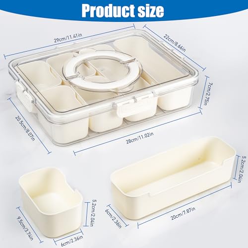 Bandesun Divided Serving Tray with Lid and Handle - Clear Organizer for Candy, Fruits, Nuts, Snacks - Snackle Box Charcuterie Container for Portable Snack Platters - Perfect for Party, Entertaining - style: compartments Long 2pcs Small 4pcs