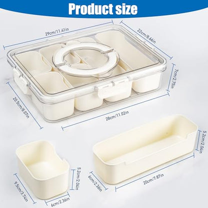 Bandesun Divided Serving Tray with Lid and Handle - Clear Organizer for Candy, Fruits, Nuts, Snacks - Snackle Box Charcuterie Container for Portable Snack Platters - Perfect for Party, Entertaining - style: compartments Long 2pcs Small 4pcs