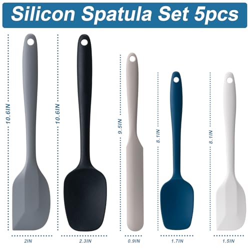 Silicone Spatula Set,5 Piece Food Grade Rubber Spatulas,Multicolor2 | Spatulas Silicone Heat Resistant for Baking,Cooking,and Mixing High Heat Resistant Non Stick Dishwasher Safe BPA-Free - color: Multicolor2