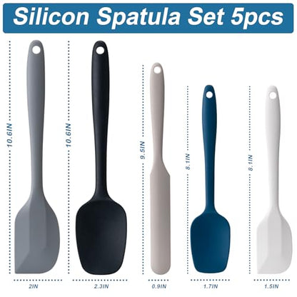 Silicone Spatula Set,5 Piece Food Grade Rubber Spatulas,Multicolor2 | Spatulas Silicone Heat Resistant for Baking,Cooking,and Mixing High Heat Resistant Non Stick Dishwasher Safe BPA-Free - color: Multicolor2