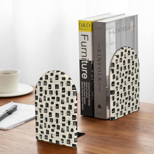 Torn Abstract Geometric Shapes Print Book Ends, 1 Pair Sturdy Wooden Bookends for Shelves Heavy Duty Non-Slip Wood Bookend for Home Office Library School Study Decoration