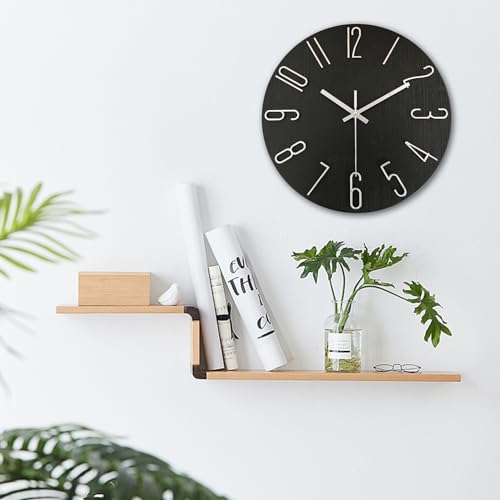 AIRUIFU Wall Clock 12 Inch Silent Non-Ticking Modern Clocks Battery Operated - Analog Small Classic for Office, Home, Bathroom, Kitchen, Bedroom, School, Living Room(Black) - color: Black