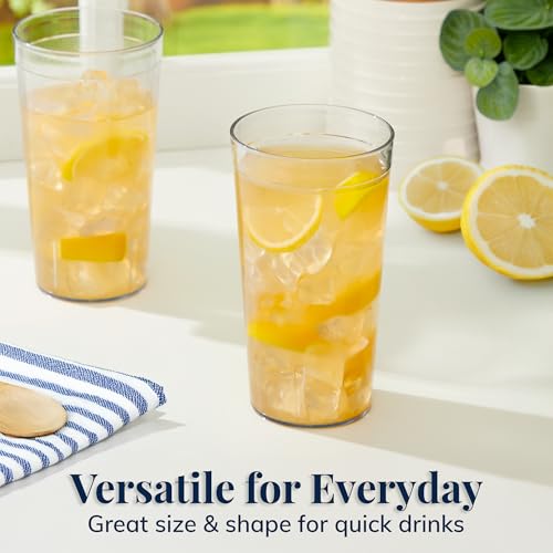 US Acrylic Cafe Plastic Reusable Tumblers (Set of 16) 20-ounce Water Cups in Clear | Value Set of Restaurant Style Drinking Glasses, Stackable, BPA-free, Made in the USA | Top-rack Dishwasher Safe - color: Clear, size: 20 ounces
