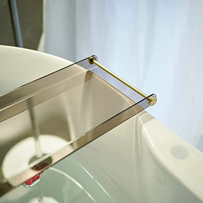 Bathtub Caddy Tray for Luxury Bathroom Bath tub Table Caddy Tray Shelf for Shower with Gold Handles fits All bathtubs - color: Black - With Handle