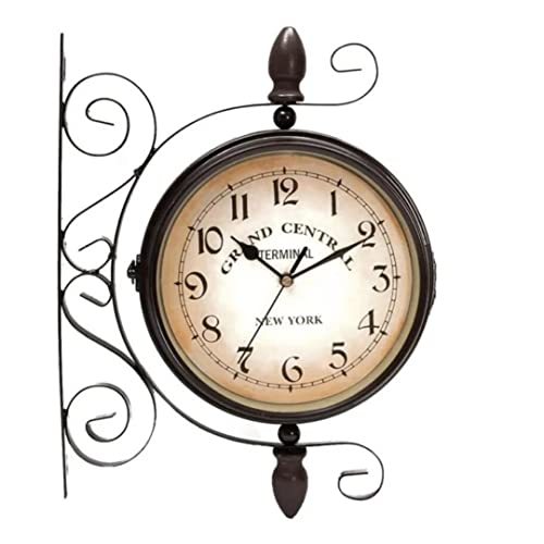 Vintage Double Sided Wall Clock Industrial Wall Clock for Outdoor Decorative Art Antique Decor Office Silent Kitchen Watches Steampunk Double Sided Mounted