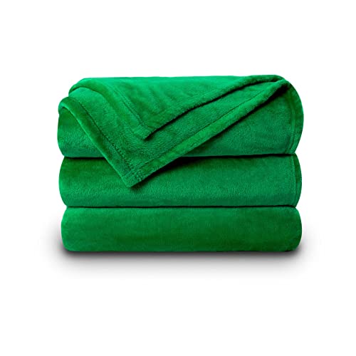 NANPIPER Fleece Blankets Super Soft Flannel King Size Blanket for Bed Luxury Cozy Microfiber Plush Fuzzy Blanket,Emerald Green - color: Emerald Green, size: King