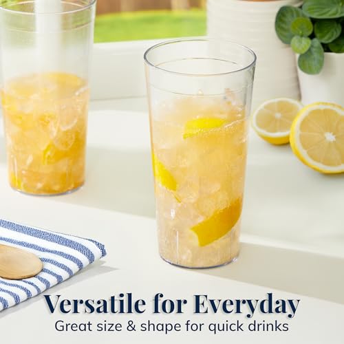 US Acrylic Cafe Plastic Reusable Tumblers, Clear, 32-Ounce, Set of 12 | Iced-Tea Cups, Restaurant Style, Stackable, BPA-Free, Made in USA - color: Clear, size: 32 ounces