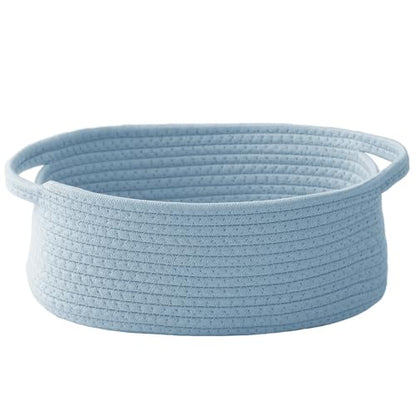 JMvicyroam Small Woven Basket, Empty Gift Basket, Blue/1 Pack | Small Gift Basket, Cotton Rope, 12 x 8 x 30 in, Handles, Includes Ribbon and Bag, Birthday Gift Basket - color: Blue, size: 1 Pack
