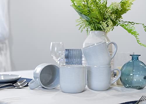 Elanze Designs Glossy Reactive Glaze Large 17 Fluid Ounce Everyday Kitchen Food Grade Ceramic Stoneware Coffee Mug Cup with Comfort Curved Handles, Set of 4, Pale Grey - color: Pale Grey