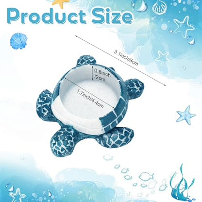 Reallnaive 2 Pcs Sea Turtle Tealight Candle Holder for Beach, Ocean Ceramic Turtle Candle Holder, Rustic Nautical Coastal Table Decor for Beach Bar Home Kitchen Housewarming Decor Gifts