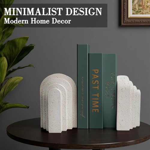 Heavy Duty Arch Resin Decorative Bookends for Shelves Set of 2 | Non-slip base, Scratch-resistant finish, Weighted shelf support
