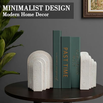Heavy Duty Arch Resin Decorative Bookends for Shelves Set of 2 | Non-slip base, Scratch-resistant finish, Weighted shelf support