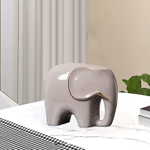 Handmade Ceramic Statue Furnishing Animal Ornament Figurine Sculpture for Living Room and Home Bedroom Decoration, Gray S