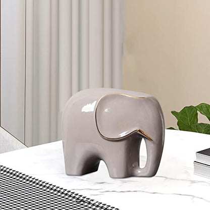 Handmade Ceramic Statue Furnishing Animal Ornament Figurine Sculpture for Living Room and Home Bedroom Decoration, Gray S