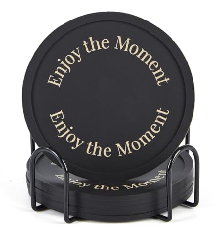 Silicone Coasters Set of 6, Premium Drink Coaster with Holder, Non-Slip, Non-Stick, Dishwasher Safe, Perfect for Hot and Cold Drinks, Protect Your Desks and Tables(6 Black) - color: Black