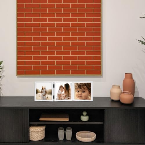 WUTL 3 Picture Frame Triple Collage 5x5 Frames with Real Glass White | Trifold Photo Frame, Hinged Foldable, Crystal Clear Real Glass - color: White, size: 5x5