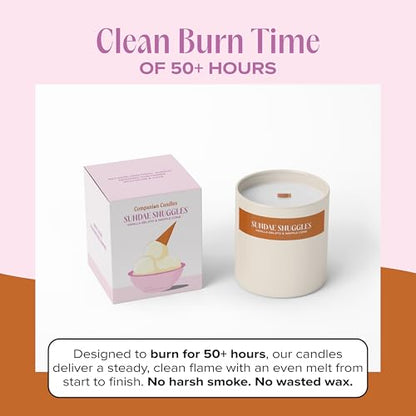 Sundae Snuggles Pet-Friendly Scented Candle – Vanilla Gelato & Waffle Cone Fragrance - Coconut Soy Wax Candle with Wooden Wick, Approx. 50-Hour Burn Time, Made in USA, 8 oz - color: Sundae Snuggles