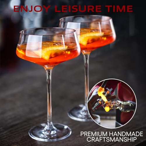 Chouggo Martini Glasses Set of 6, 8Oz Coupe Cocktail Glasses, Hand Blown Premium Crystal Cocktail Glass for Bar, Martini, Cosmopolitan, Manhattan