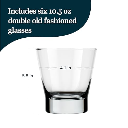 Libbey Bar Essentials Double Old Fashioned Glasses,10.5oz, Clear Drinking Glasses Set of 6, Modern Rocks Glass Set for Special and Everyday Use - color: DOF MODERN 6