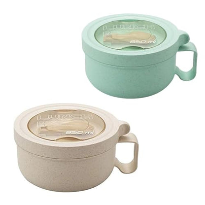 Rarapop 2 Pack Microwave Soup Bowl Containers with Lids, 28.7oz Wheat Straw Ramen Noodles Cup Mug for Instant Noodles,Oatmeal, Gumbo, Salad,Crunch,Cereal & More, Easy-Grip Design(Beige,Green) - color: Green/Beige