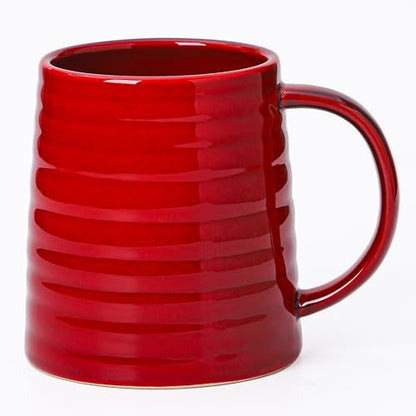 Mkour 23oz Extra Large Ceramic Coffee Mugs, Handmade Cup, Big Tea Cups with Large Handle for Office and Home, Microwave and Dishwasher Safe (Red) - color: Red