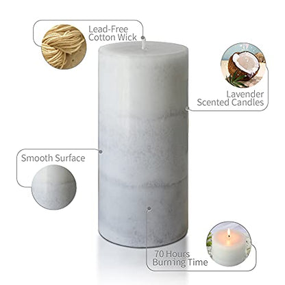 CRYSTAL CLUB White Pillar Candles, Aromatherapy Scented Candles, Set of 3 Tall 3x6 Inch Rustic Grey Candles, Clean Burning and Dripless Candle Lights, Creamy Coconut Scented for Home Décor | Aromatherapy Scented Candles, Clean Burning and Dripless Candle