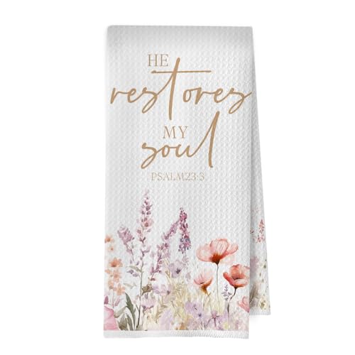 Wildflower Christian Kitchen Towels - Christian Decorative Dish Towels, Bible Verse Religious Gifts Hand Towel, Christ Flower Tea Towel, 16x24 Inch - color: Christian -02