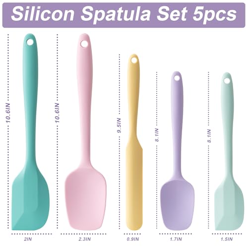 Silicone Spatula Set,5 Piece Food Grade Rubber Spatulas,Multicolor 3 | Spatulas Silicone Heat Resistant for Baking,Cooking,and Mixing High Heat Resistant Non Stick Dishwasher Safe BPA-Free - color: Multicolor 3