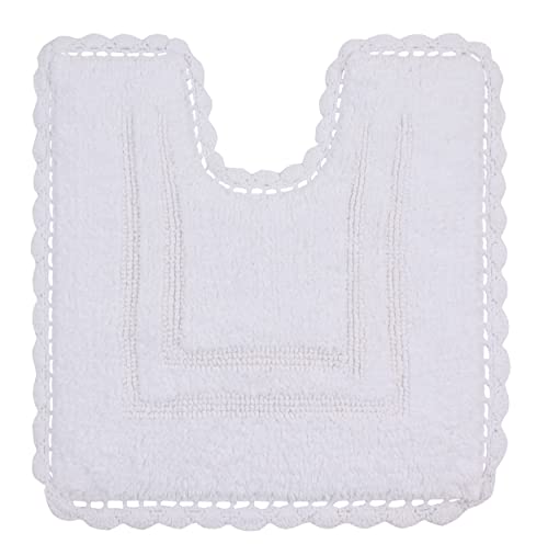 Home Weavers Casual Elegance Reversible Bathmat 100% Cotton Bathroom Rugs Set, Washable Rug, Extra Soft and Absorbent Bath Rug, Kitchen Mat, Bath Mat Set, Non Slip Mat, 20"x20" Contour, White - color: White, size: 1'8" x 1'8" (Contour)